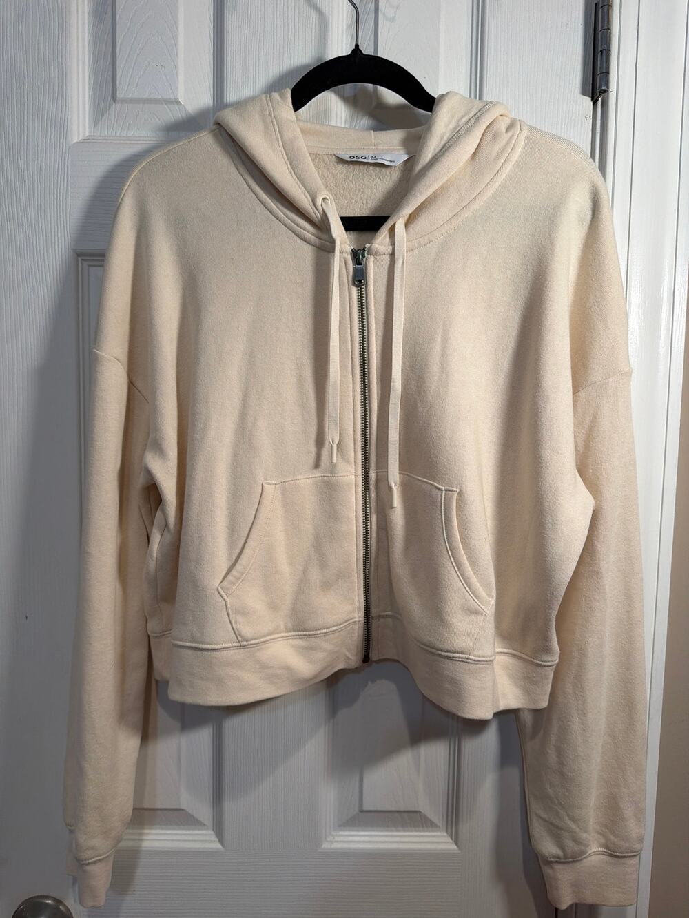 Y2K DSG Cream Cropped Zip hoodie oversized fleece Size M